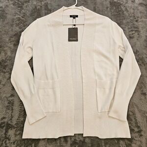 Folunsi Womens Cream White Open Front Ribbed Knit Cardigan Sweater Size M NWT